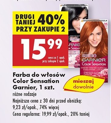 Farba do włosów 1.0 głęboka onyksowa czerń Garnier color senstation promocja w Biedronka