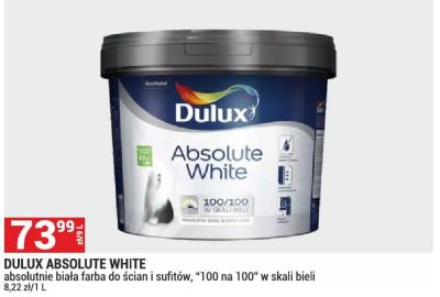 Farba DULUX ABSOLUTE WHITE absolutnie biała farba do ścian i sufitów, "100 na 100" w skali bieli promocja w Merkury Market