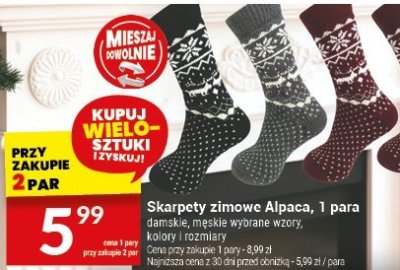 Skarpety zimowe Alpaca, 1 para promocja w Twój Market
