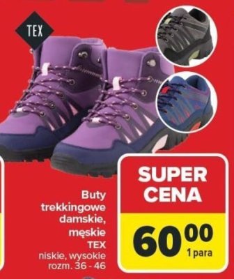 Buty trekkingowe damskie, męskie TEX promocja w Carrefour