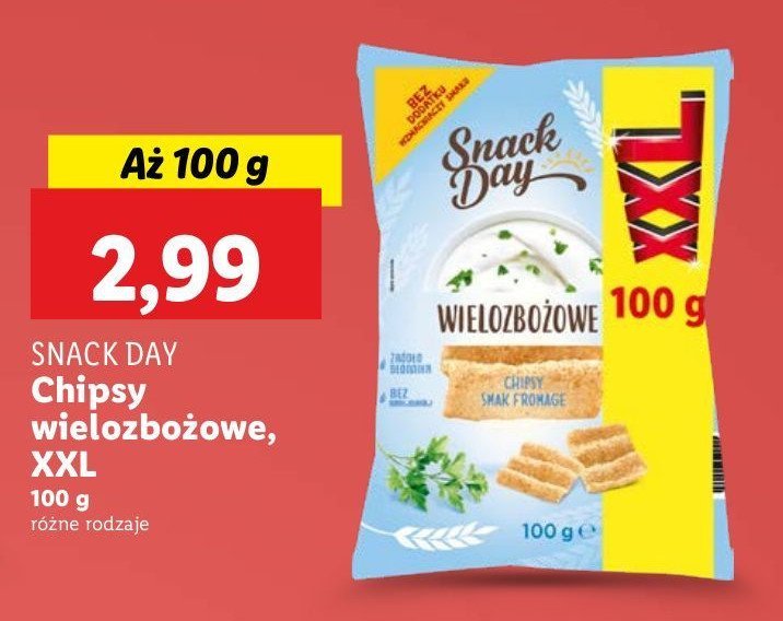 Chipsy wielozbożowe fromage Snack day promocja