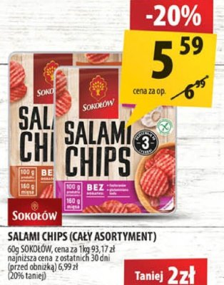 Salami chips cały asortyment Sokołów promocja w Arhelan