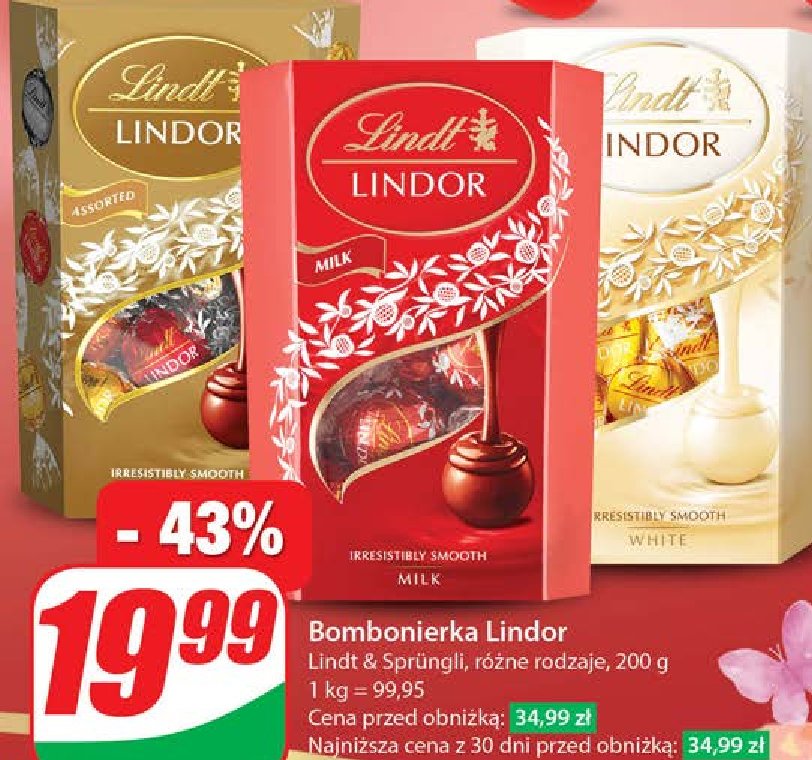 Bombonierka assorted Lindt lindor promocja w Dino