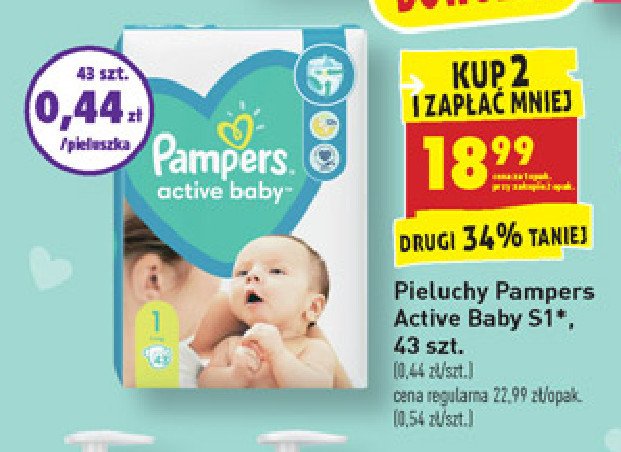 Pieluchy new baby Pampers active baby-dry promocja