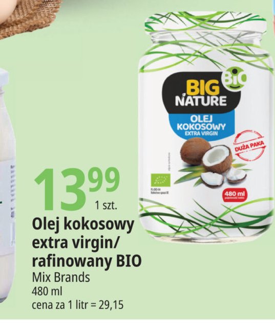 Olej kokosowy extra virgin bio Big nature promocja