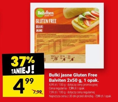 Bułki jasne Gluten Free Balviten 2x50 g, 1 opak. promocja w Twój Market
