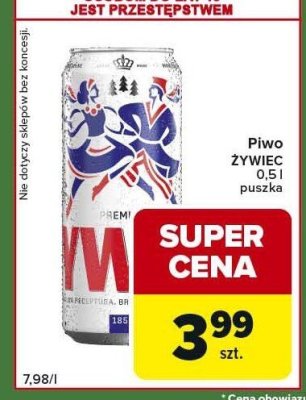 Piwo ŻYWIEC 0,5 l puszka promocja w Carrefour Express