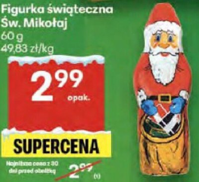 Figurka świąteczna Św. Mikołaj promocja w Delikatesy Centrum