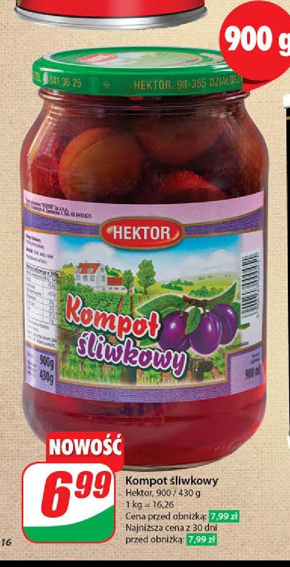 Kompot śliwkowy HEKTOR promocja w Dino