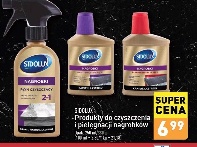 Płyn czyszczący do nagrobków granit marmur Sidolux do nagrobków promocja