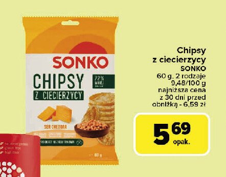 Chipsy z ciecierzycy ser cheddar Sonko promocja