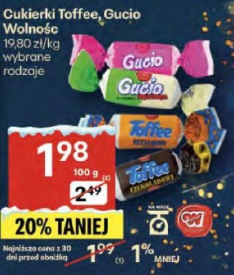 Cukierki Toffee, Gucio Wolność wybrane rodzaje promocja w Delikatesy Centrum