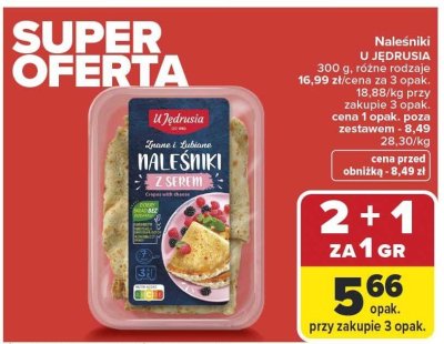 Naleśniki U Jędrusia z serem 300 g, różne rodzaje promocja w Carrefour