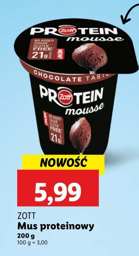 Mus czekoladowy Zott protein promocja w Lidl