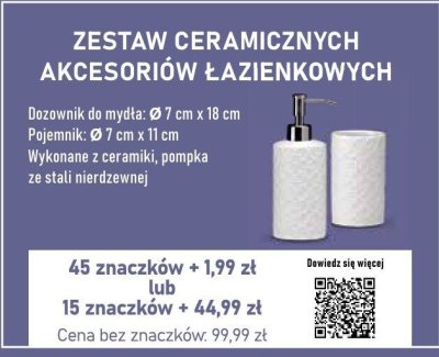 Zestaw ceramicznych akcesoriów łazienkowych promocja w Stokrotka