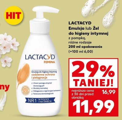 Żel do higieny intymnej Lactacyd Femina z pompką różne rodzaje 200 ml promocja w Kaufland