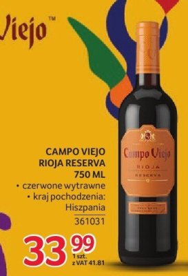 Wino Campo Viejo Rioja Reserva 750 ML promocja w Selgros