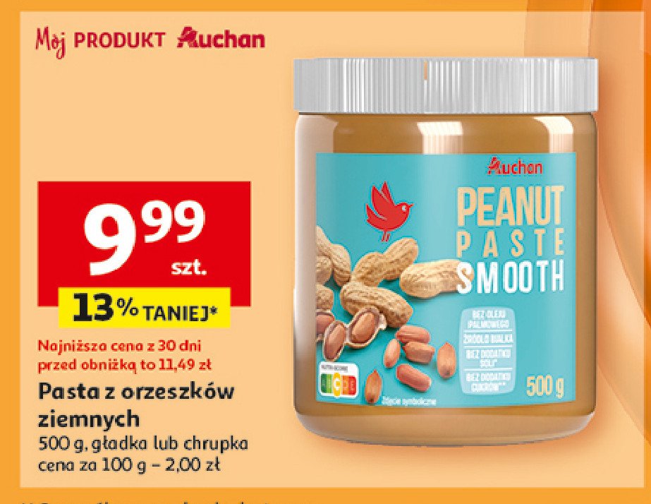 Pasta orzechowa smooth Auchan promocja