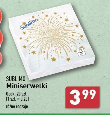 Serwetki SUBLIMO promocja w Aldi