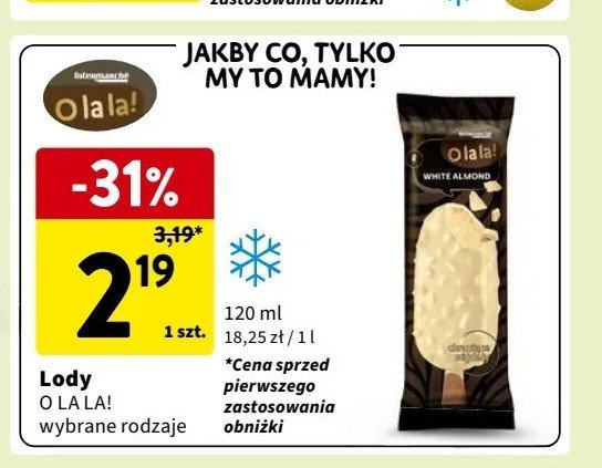 Lód white almond O la la! promocja