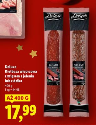 Kiełbasa wieprzowa z mięsem z jelenia lub z dzika promocja w Lidl