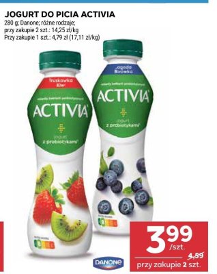 Jogurt do picia Activia Danone różne rodzaje promocja w Stokrotka