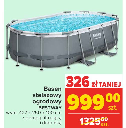Basen na stelażu 427 x 250 x 1 m z pompą i drabinką Bestway promocja