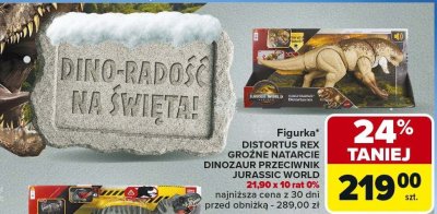 Figurka DISTORTUS REX GROŹNE NATARCIE DINOZAUR PRZECIWNIK JURASSIC WORLD promocja w Carrefour