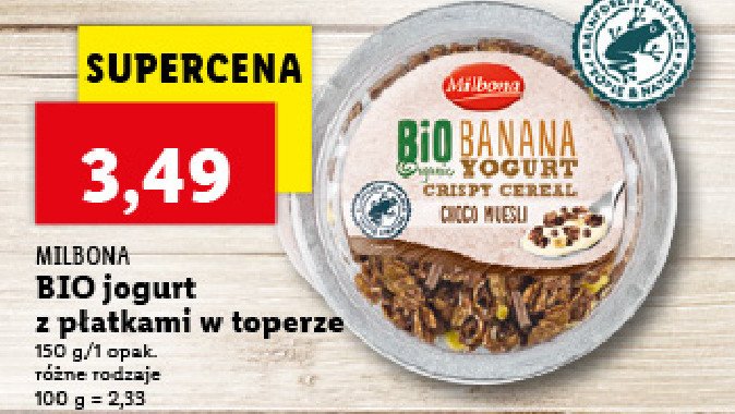 Jogurt bananowy z p艂atkami bio Milbona promocja
