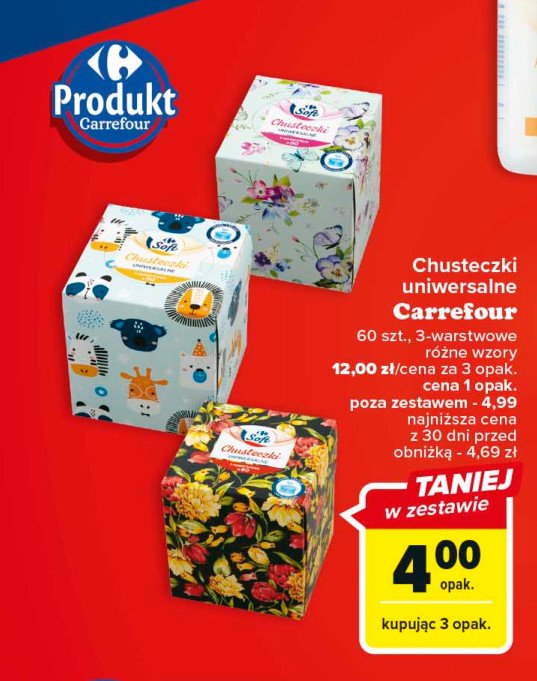 Chusteczki higieniczne uniwersalne Carrefour soft promocja