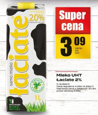 Mleko UHT Łaciate 2% promocja w Supeco