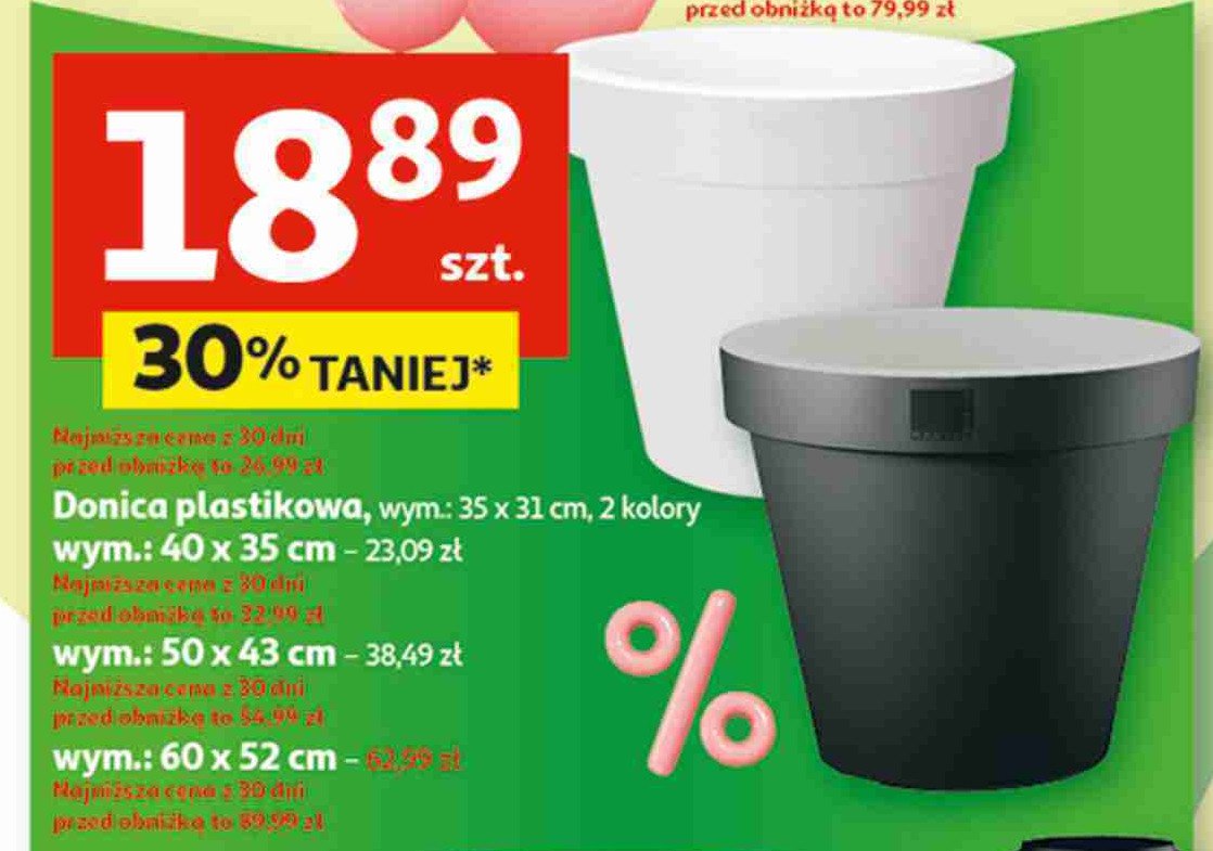 Donica ozdobna plastikowa 35x31 cm promocja