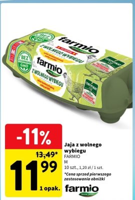 Jaja z wolnego wybiegu Farmio M promocja w Intermarche