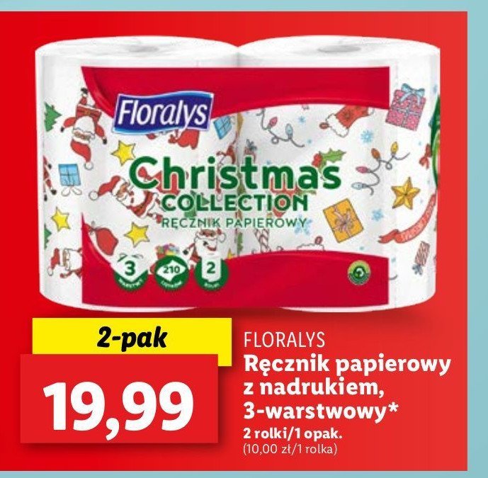 Ręcznik papierowy z motywem świątecznym Floralys promocja