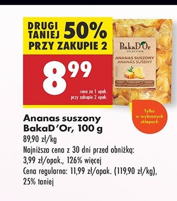 Ananas suszony Bakad'or promocja w Biedronka
