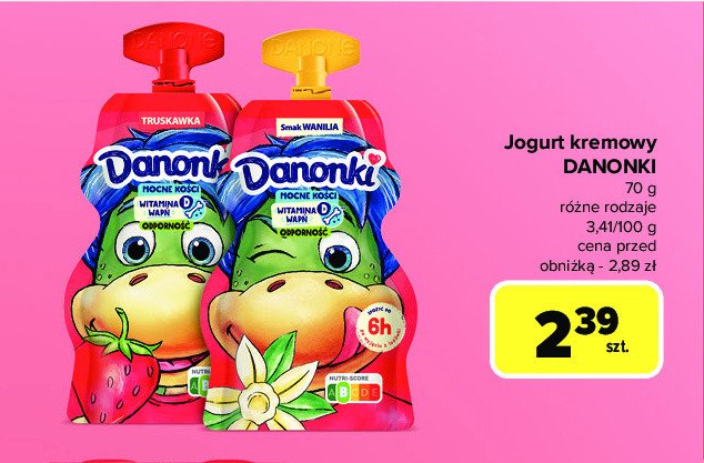 Jogurt w saszetce wanilia Danone danonki promocja w Carrefour