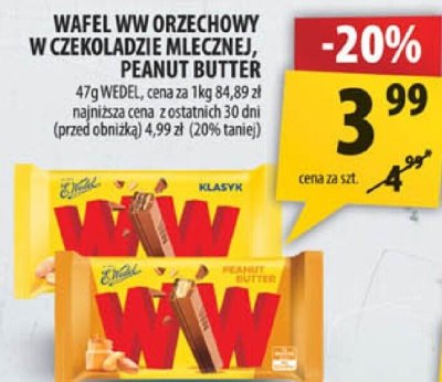Wafel WW orzechowy w czekoladzie mlecznej, deserowej promocja w Arhelan