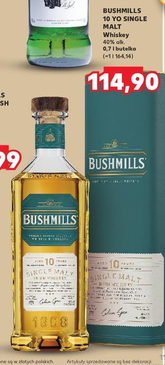 Whiskey puszka BUSHMILLS SINGLE MALT 10 YO promocja w Kaufland