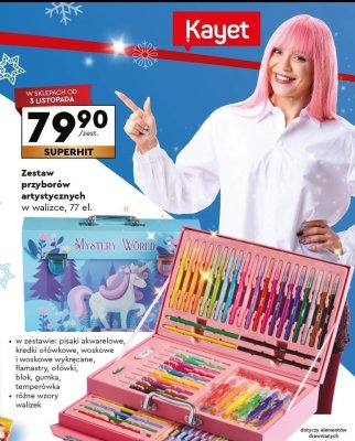 Zestaw przyborów artystycznych w walizce, 77 el. promocja w Biedronka
