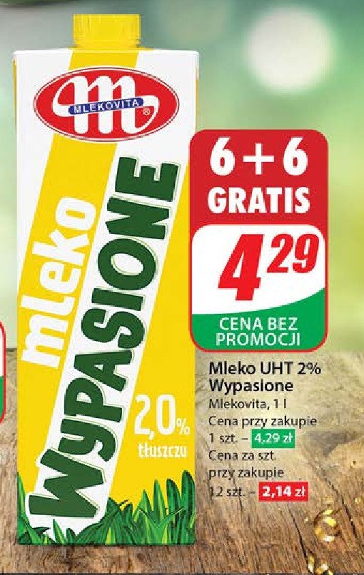 Mleko 2% Mlekovita wypasione promocja w Dino