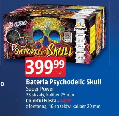Fajerwerki Bateria Psychodelic Skull Super Power 73 strzały kaliber 25 mm promocja w Leclerc
