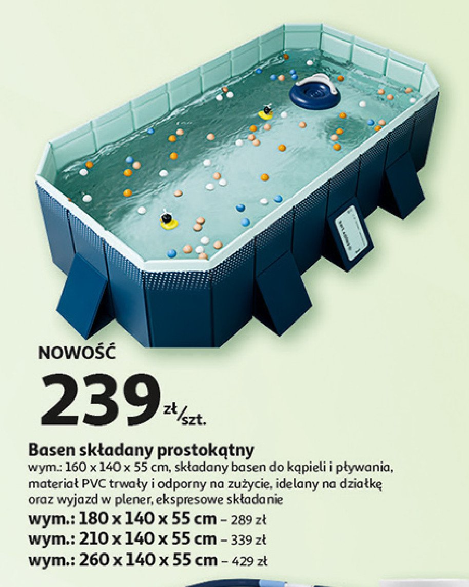 Basen składany 210 x 140 x 55 cm promocja w Auchan