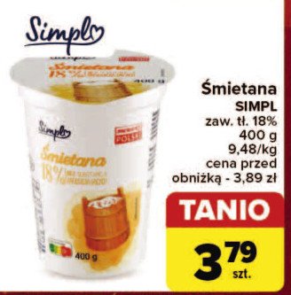 Śmietana 18 % Simply promocja