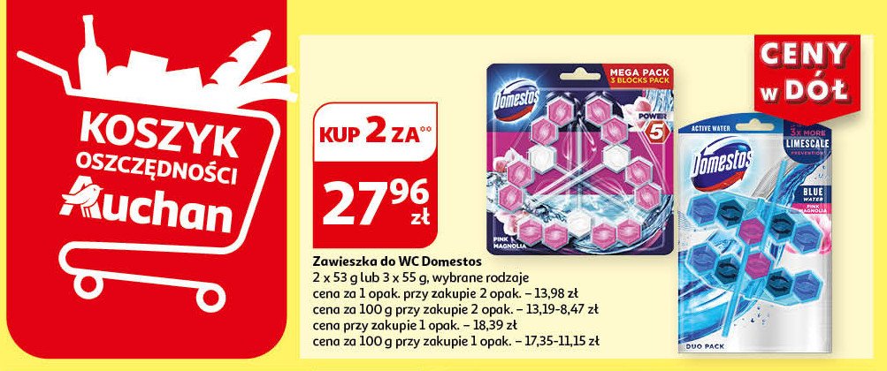 Kostka do wc blue water pink magnolia Domestos promocja