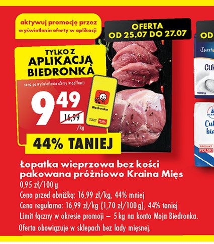 Łopatka wieprzowa bez kości Kraina mięs promocja w Biedronka