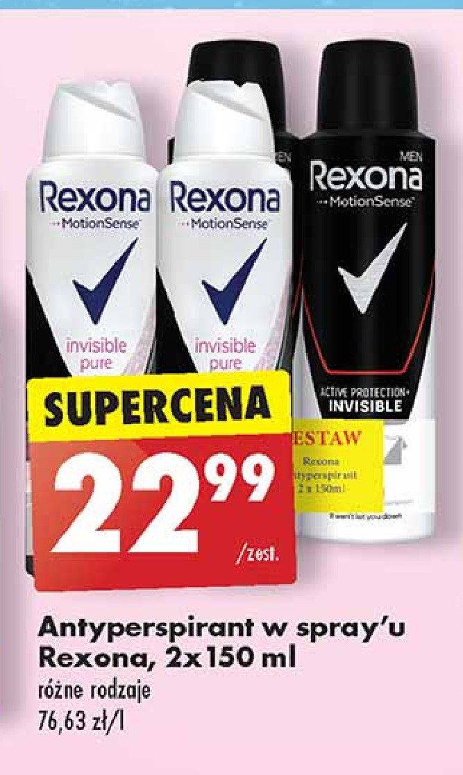 Dezodorant invisible Rexona men motionsense promocja