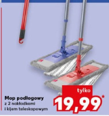 Mop podłogowy z 2 nakładkami i kijem teleskopowym promocja w Kaufland