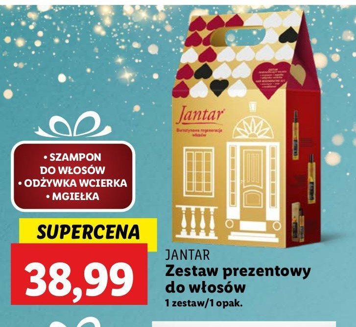 Zestaw w pudełku: szampon 330 ml + mgiełka 200 ml + odżywka 100 ml JANTAR ZESTAW promocja