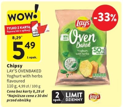 Chipsy LAY'S OVENBAKED Yoghurt with herbs flavoured promocja w Intermarche