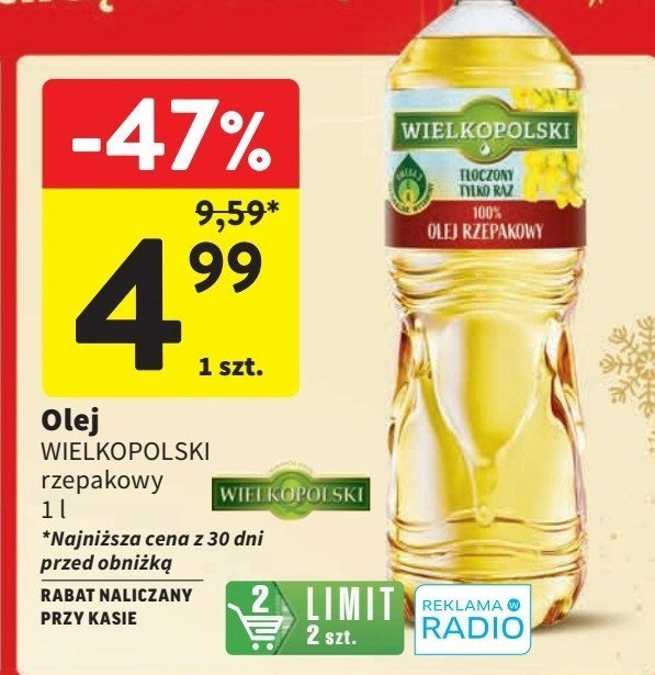 Olej Wielkopolski rzepakowy promocja w Intermarche